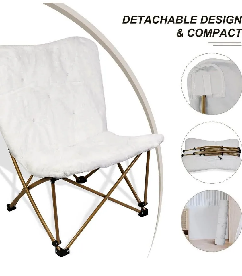 Faux fur foldable butterfly chair thumbnail