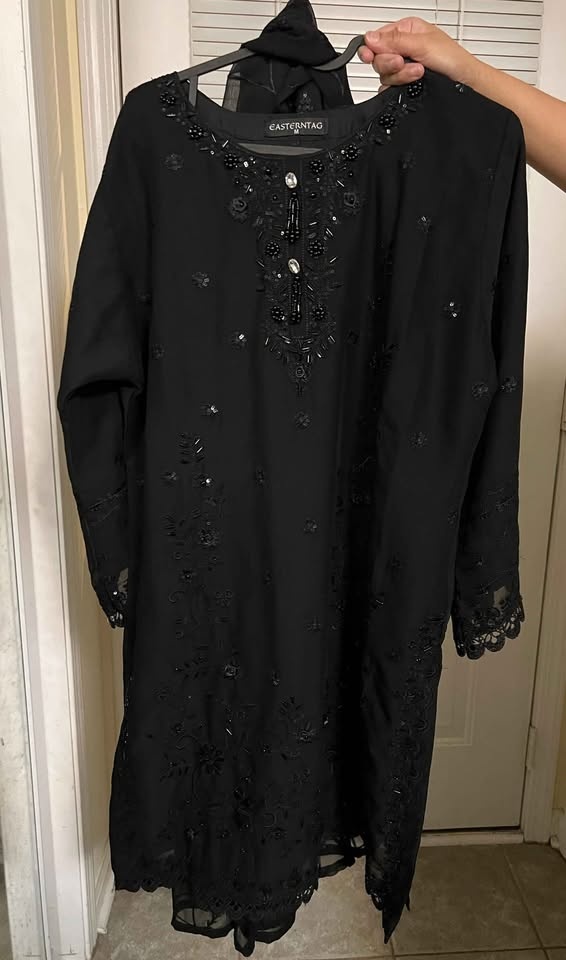 3 pcs black moti work suit - photo 2