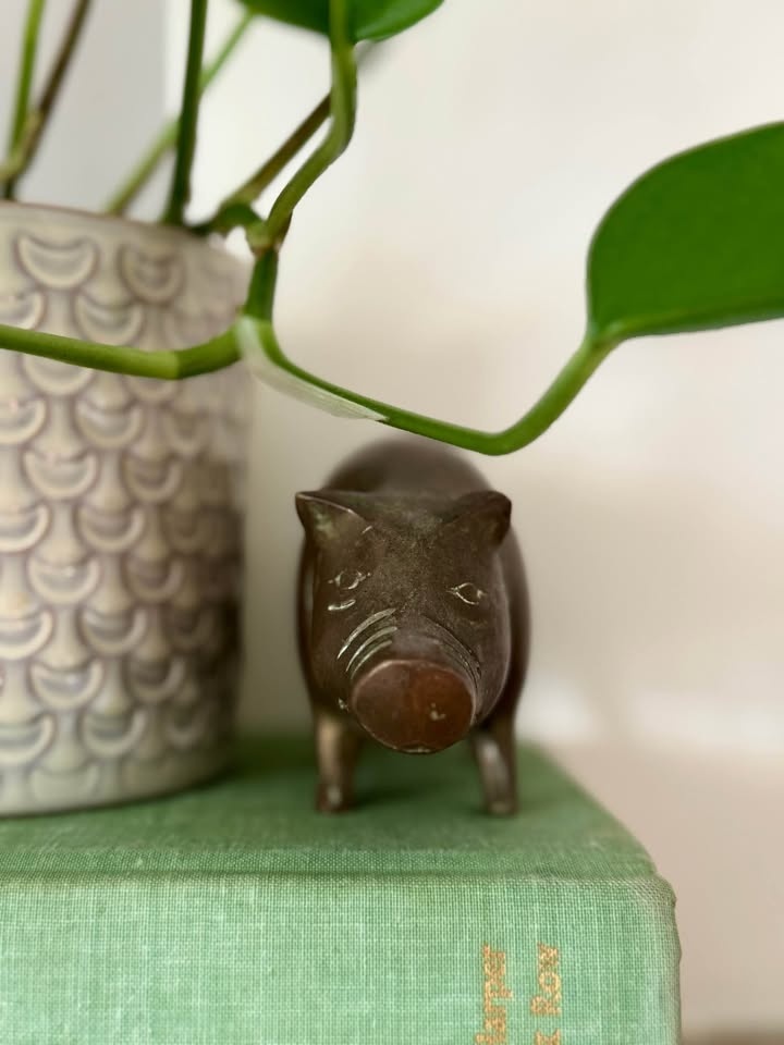 Vintage Solid Brass Piggy Bank Sculpture - photo 5