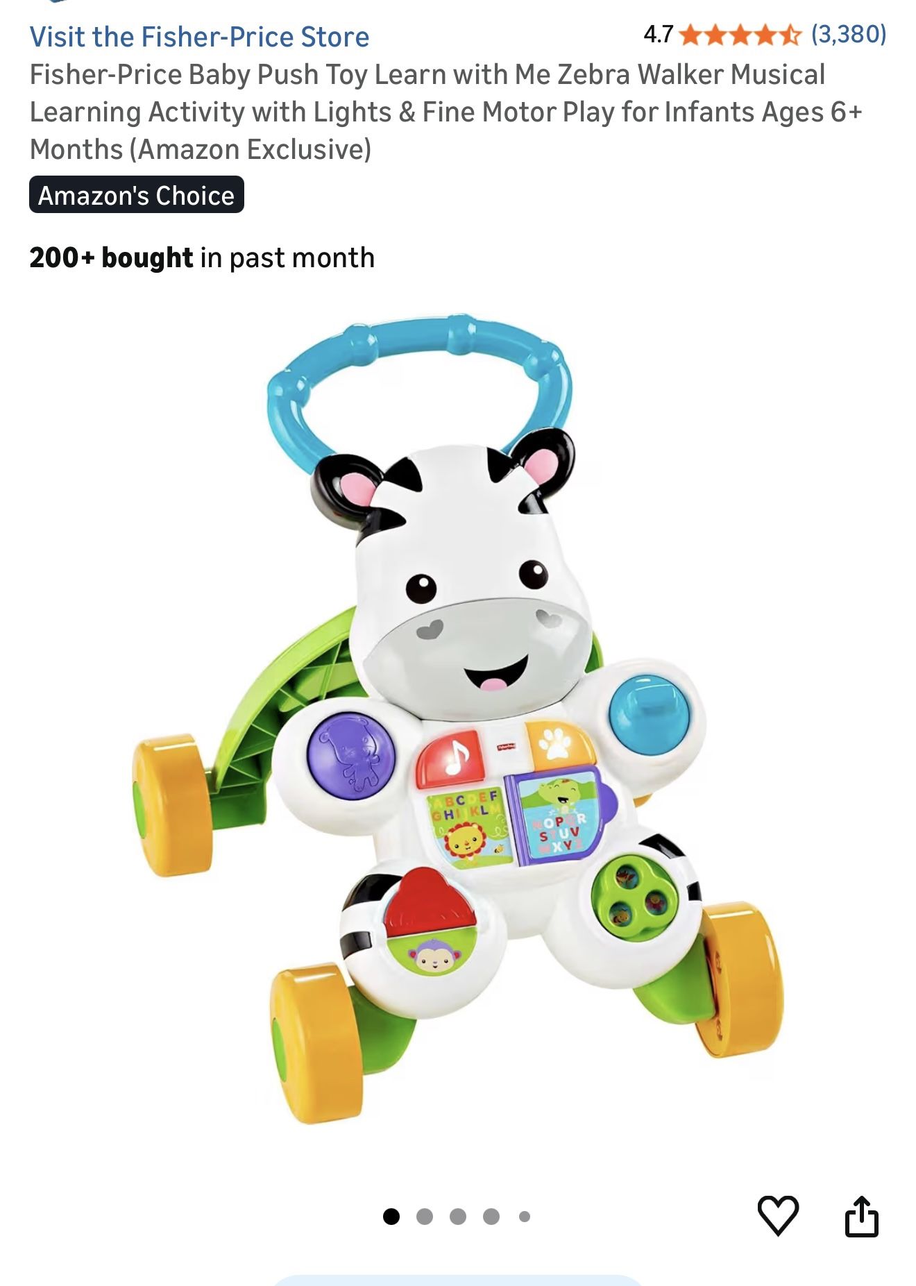 Fisher-Price Baby Push Toy Zebra Walker - photo 2
