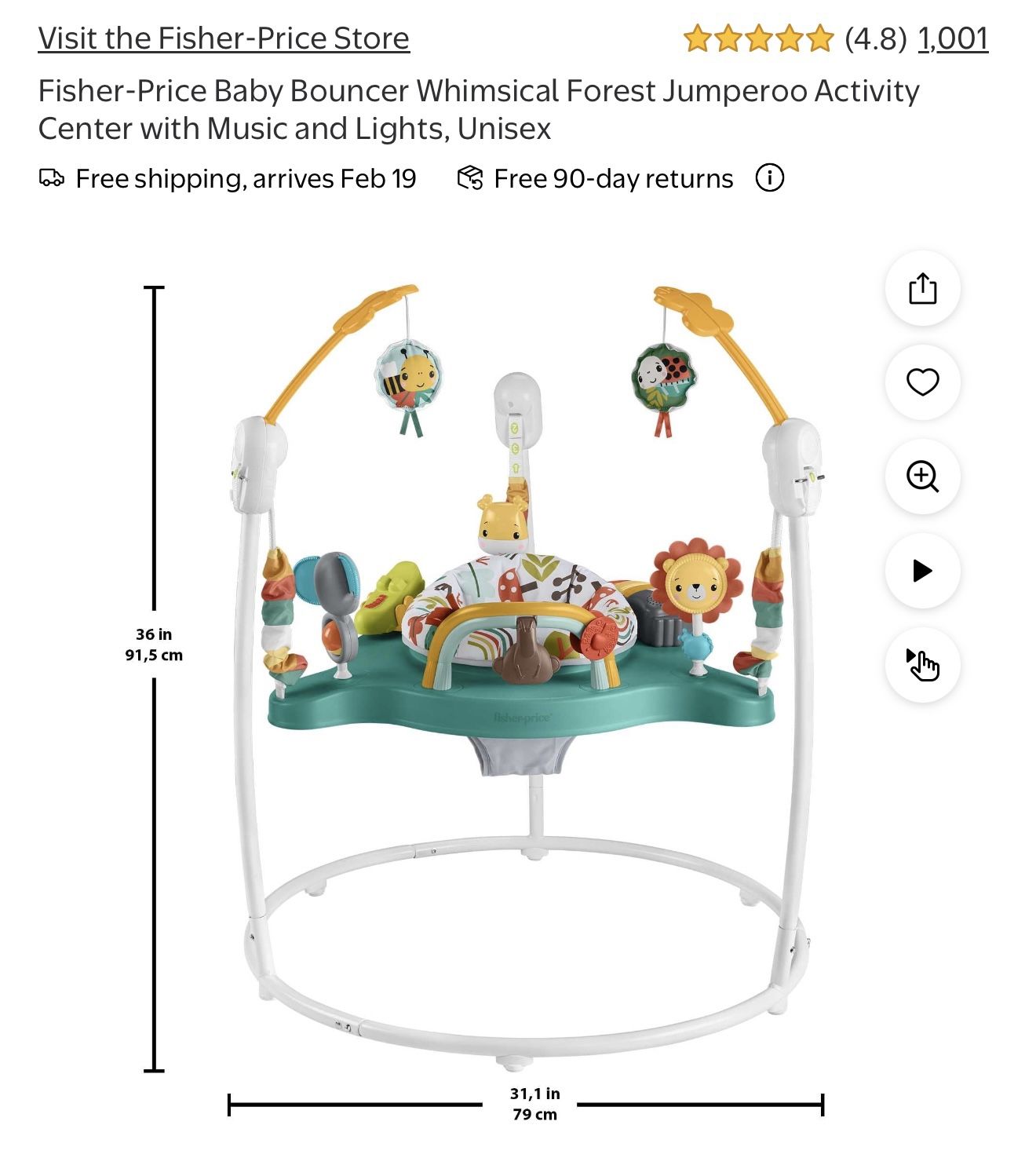 Fisher-Price Baby Bouncer Whimsical Forest Jumperoo - photo 3