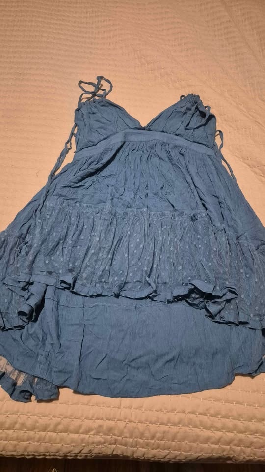 Blue Tie Strap Crinkle Dress med - photo 2