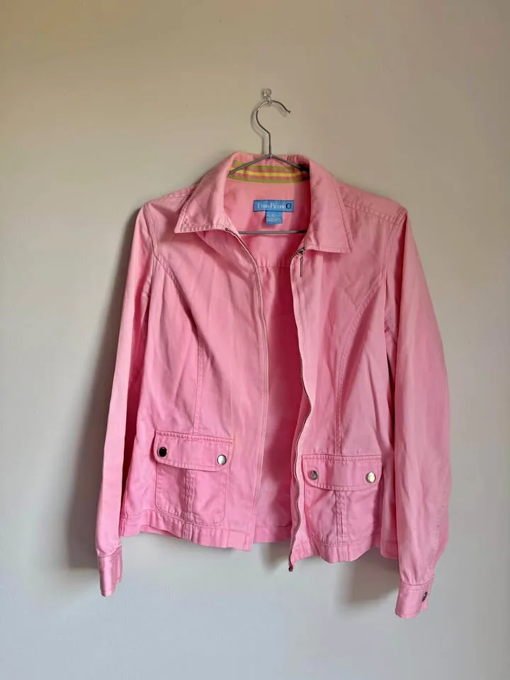 pink denim jacket thumbnail