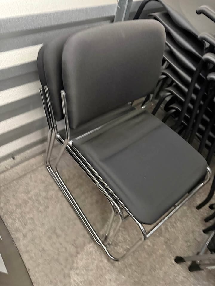Deluxe Chrome Stacking Chair, Black - 6 pcs