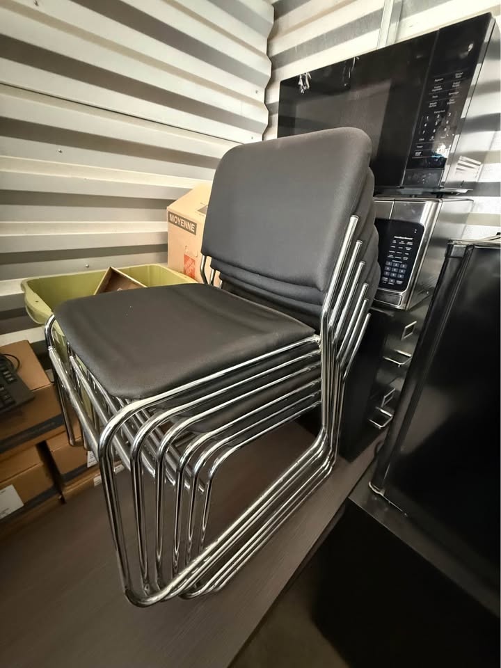 Deluxe Chrome Stacking Chair, Black - 6 pcs - photo 2