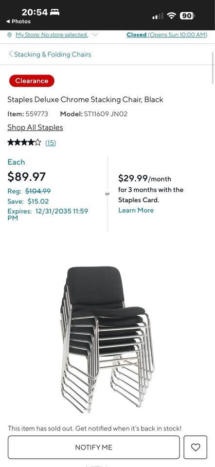 Deluxe Chrome Stacking Chair, Black - 6 pcs - photo 3