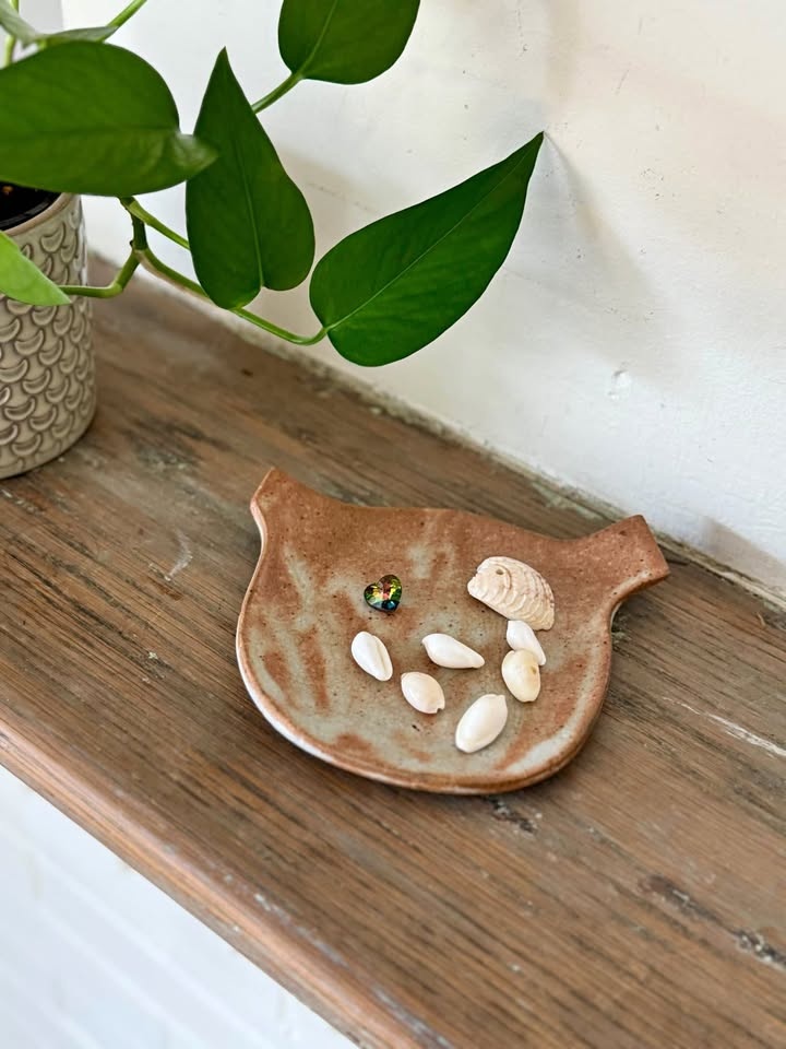 Signed Studio Pottery Dish 6” - Japanese Wabi Sabi Stoneware