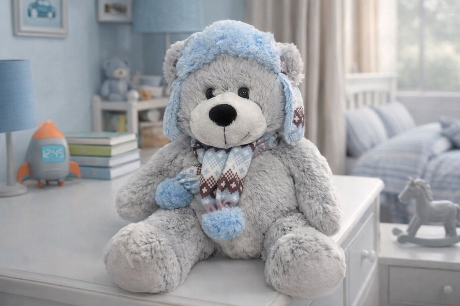 Hug Fun International Plush Bear – 17.5” Super Soft Winter Bear