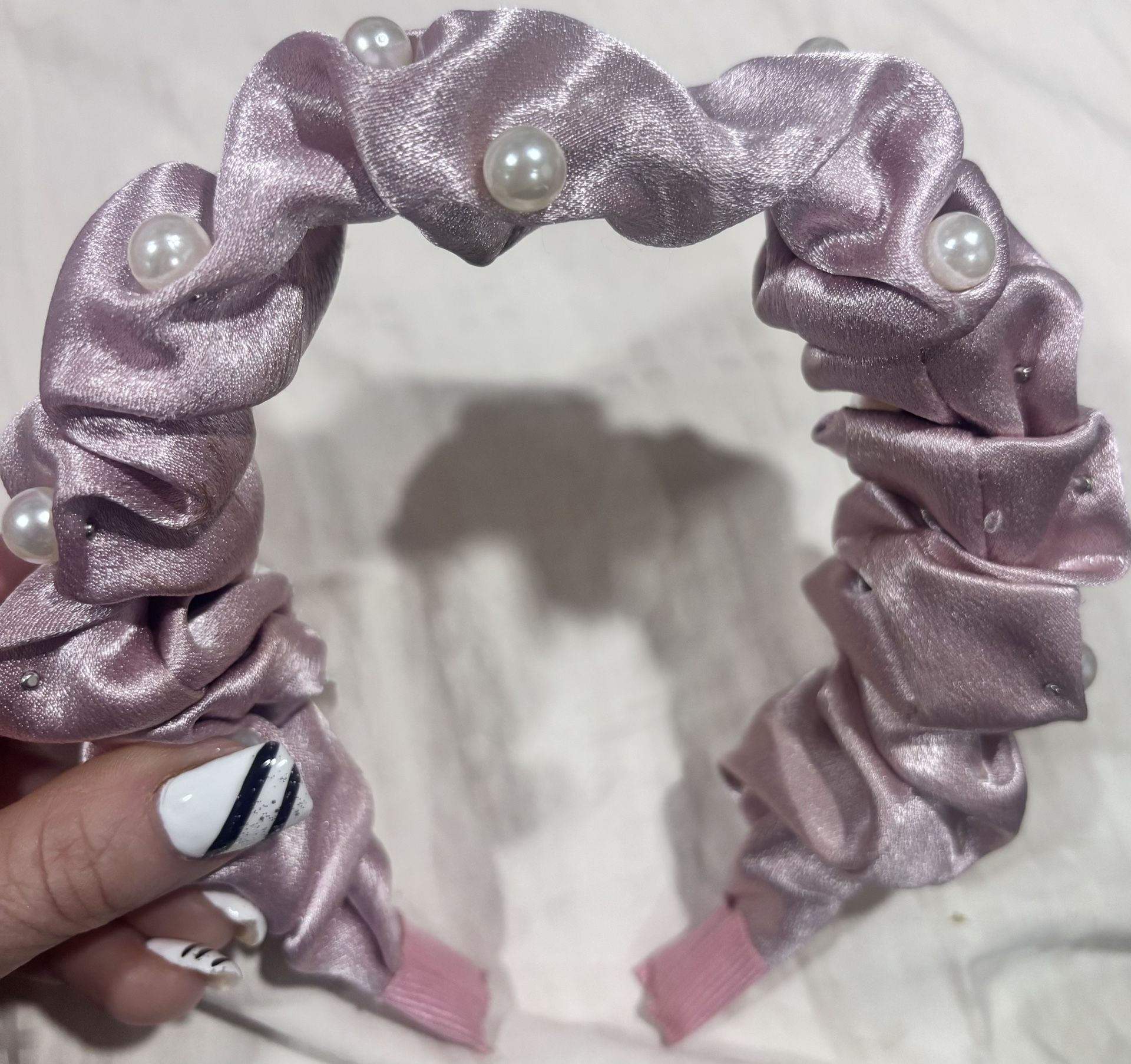 Love, Fire Mauve Lace Peplum Top + Scrunchie Pearl Headband | Si - photo 3