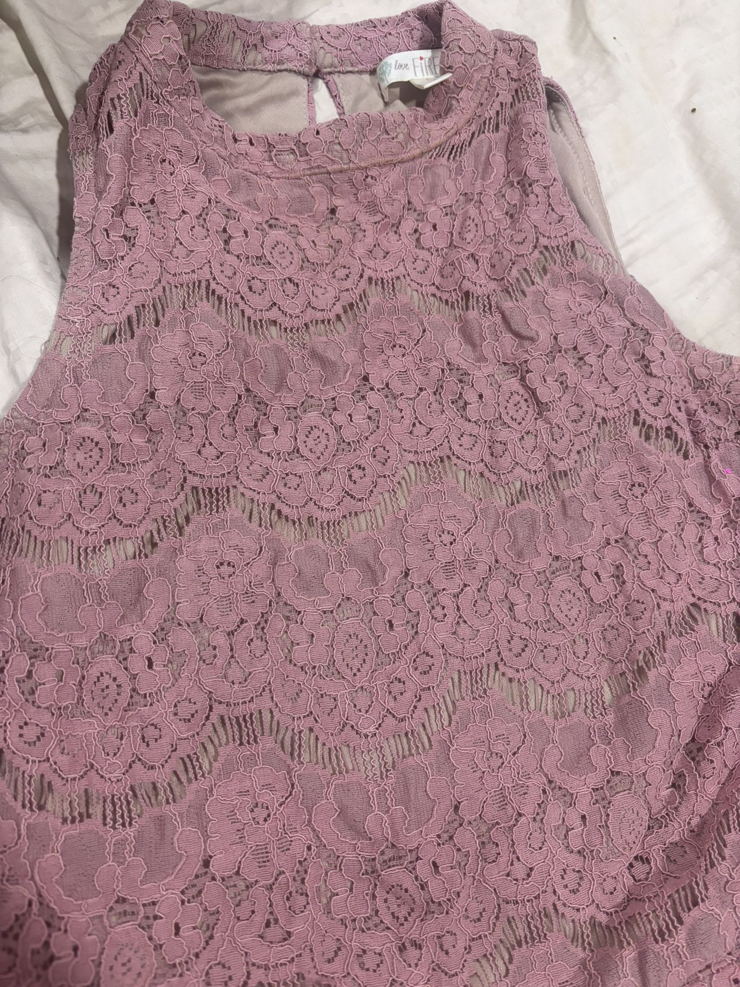 Love, Fire Mauve Lace Peplum Top + Scrunchie Pearl Headband | Si - photo 5