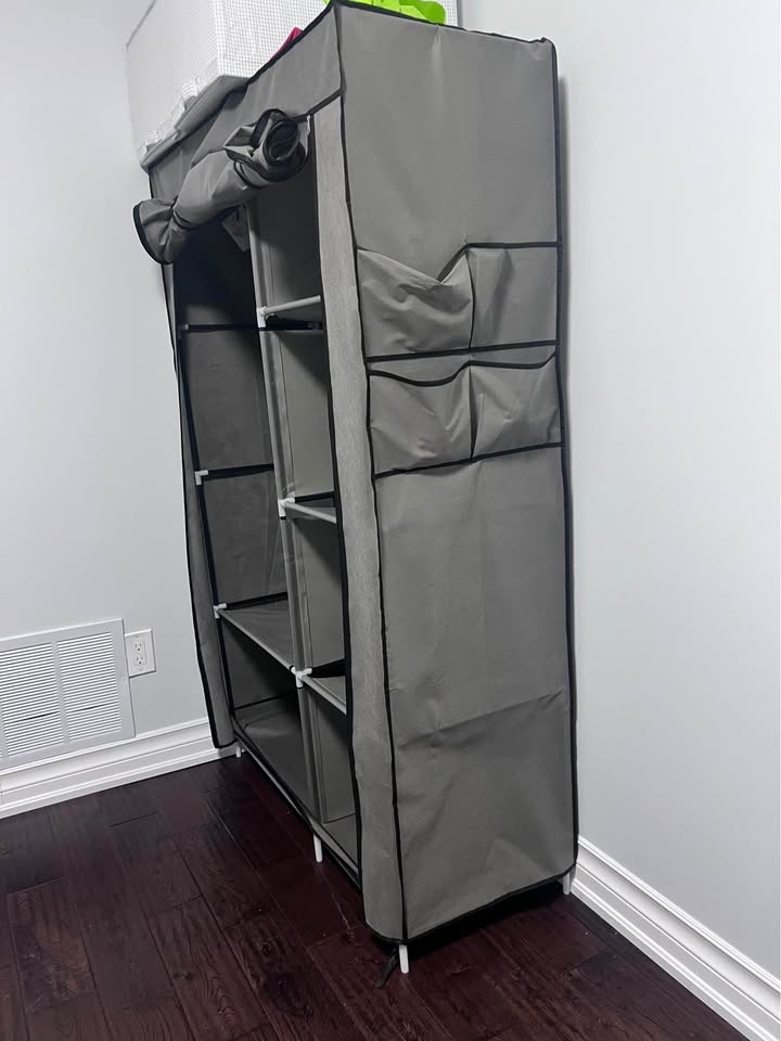 Wardrobe Closet Organizer with Cover, Rods & Shelves - photo 2