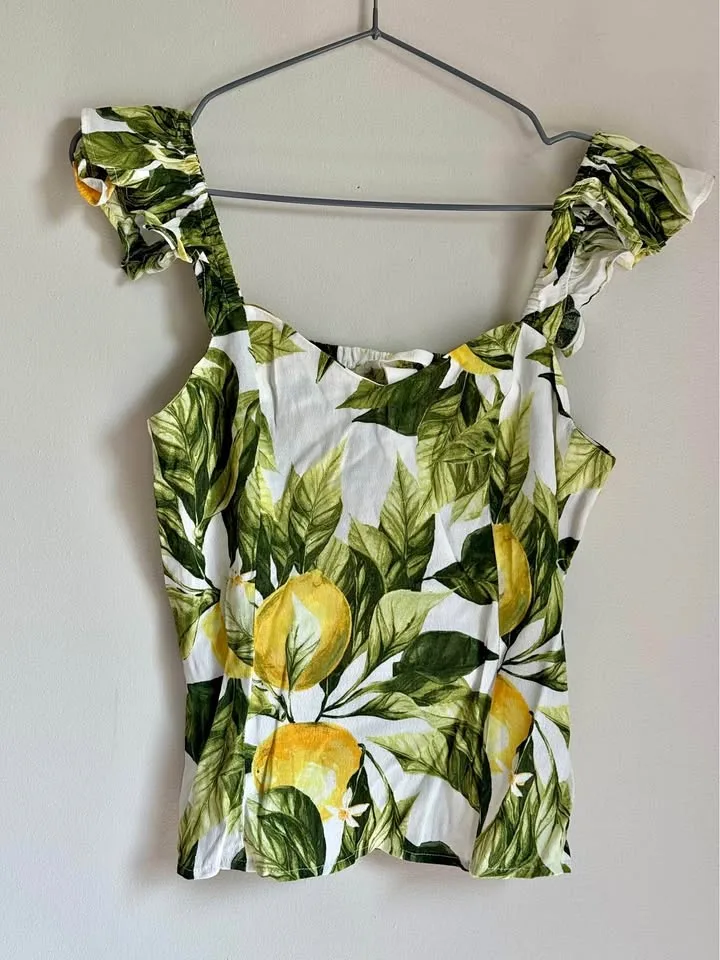 h&m lemon print top thumbnail