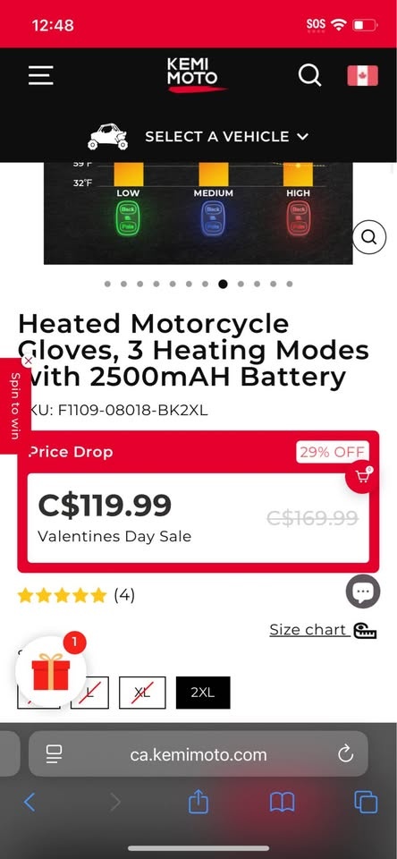 Heated Motorcycle Gloves, 3 Heating Modes, 2500mAH Battery - photo 3