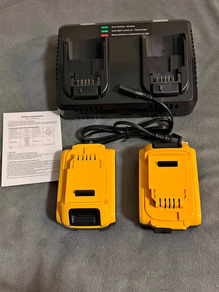 6 Ah 20V lithium Replacement for Dewalt battery with 2 port char
