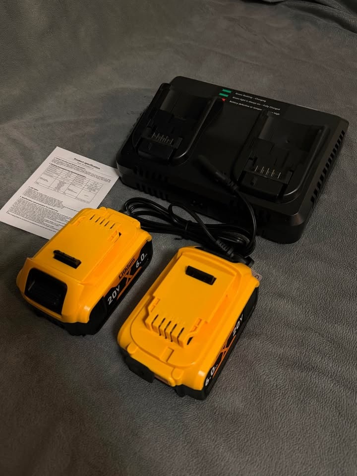 6 Ah 20V lithium Replacement for Dewalt battery with 2 port char - photo 2