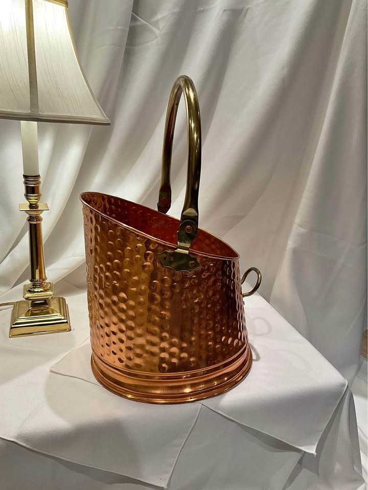 Copper Brass Hammered Shuttle Made In England - Kettle - Planter