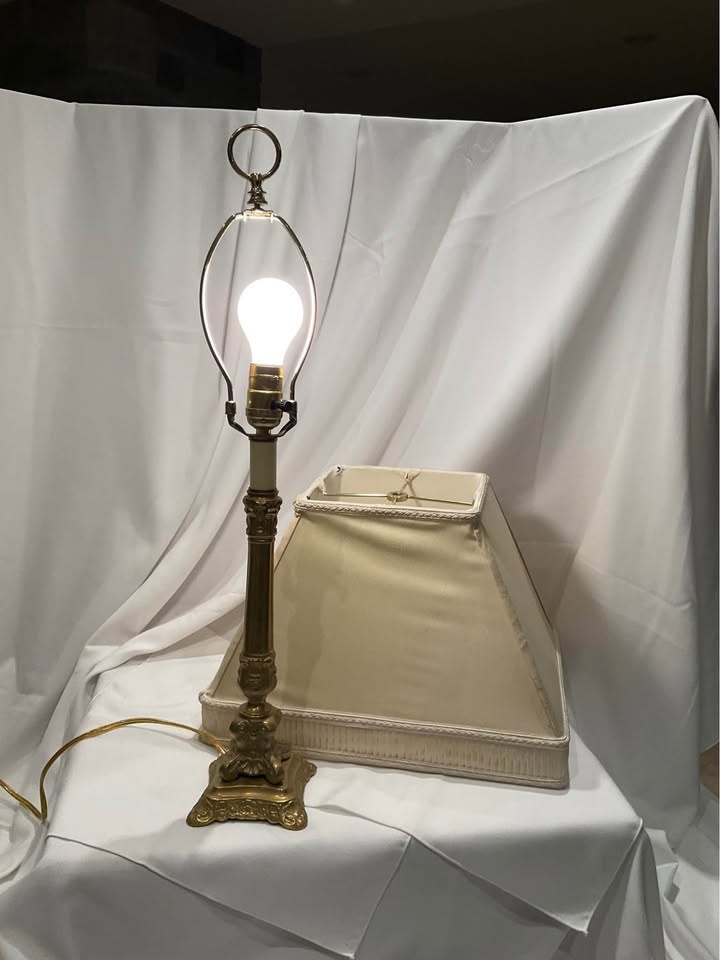 Table Lamp Vintage Brass Hollywood Regency - photo 4