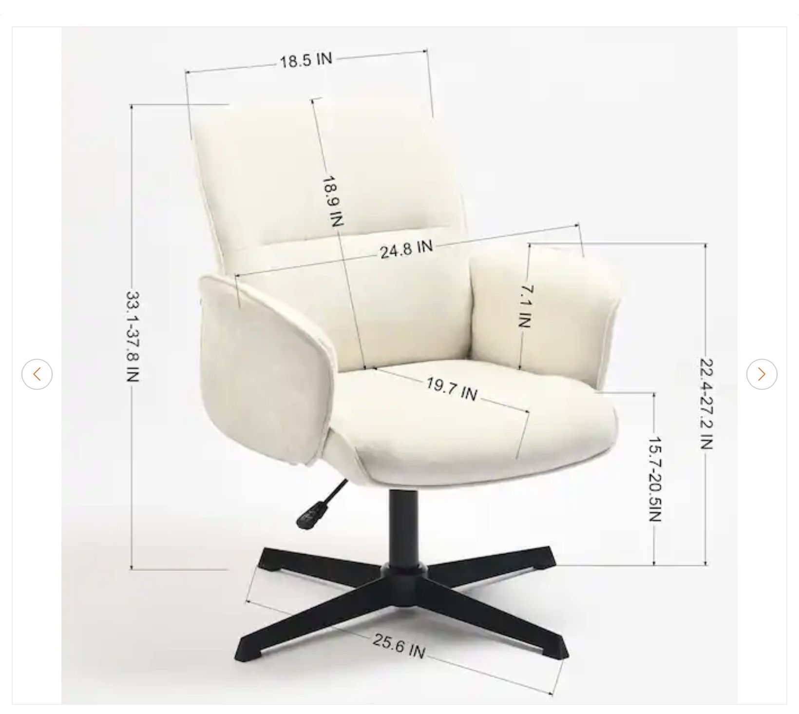 Thomasina Fabric Swivel Office Chair - Beige - photo 3