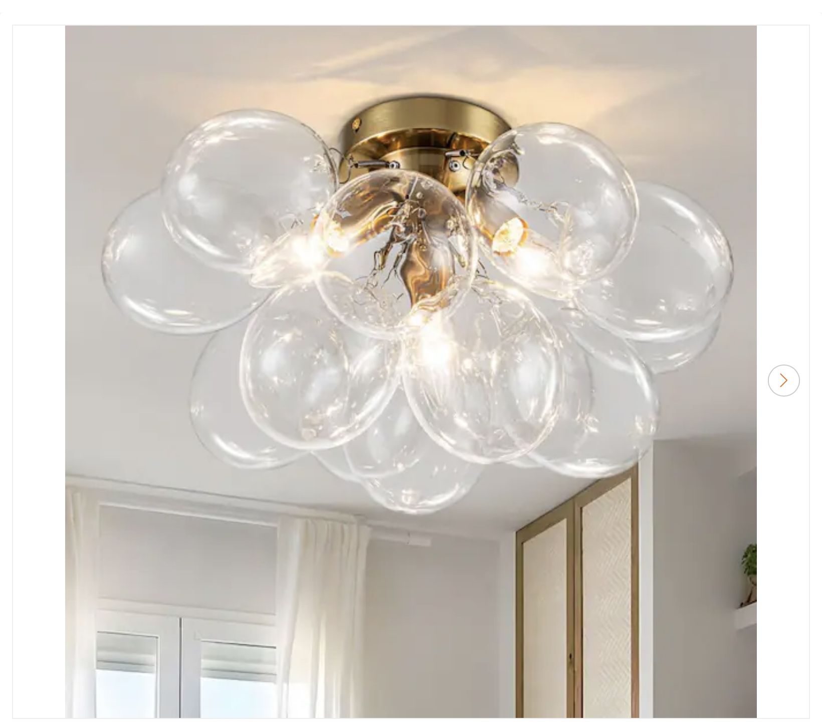 17.7 in. 3-Light Modern Gold Bubble Glass Flush Mount Ceiling Li