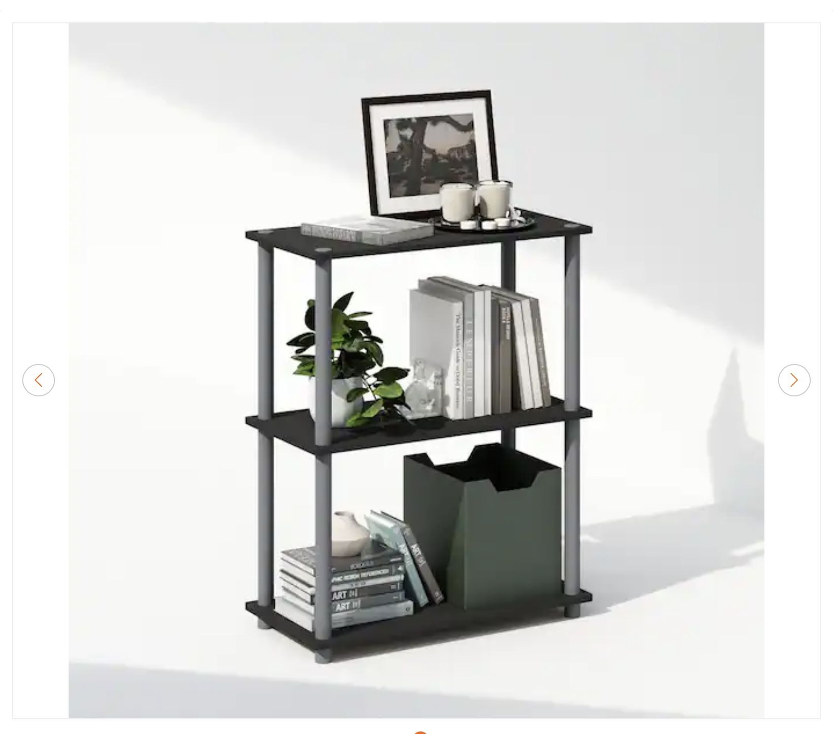 Furinno Turn-N-Tube 3-Shelf Bookcase - Black/Grey - photo 3