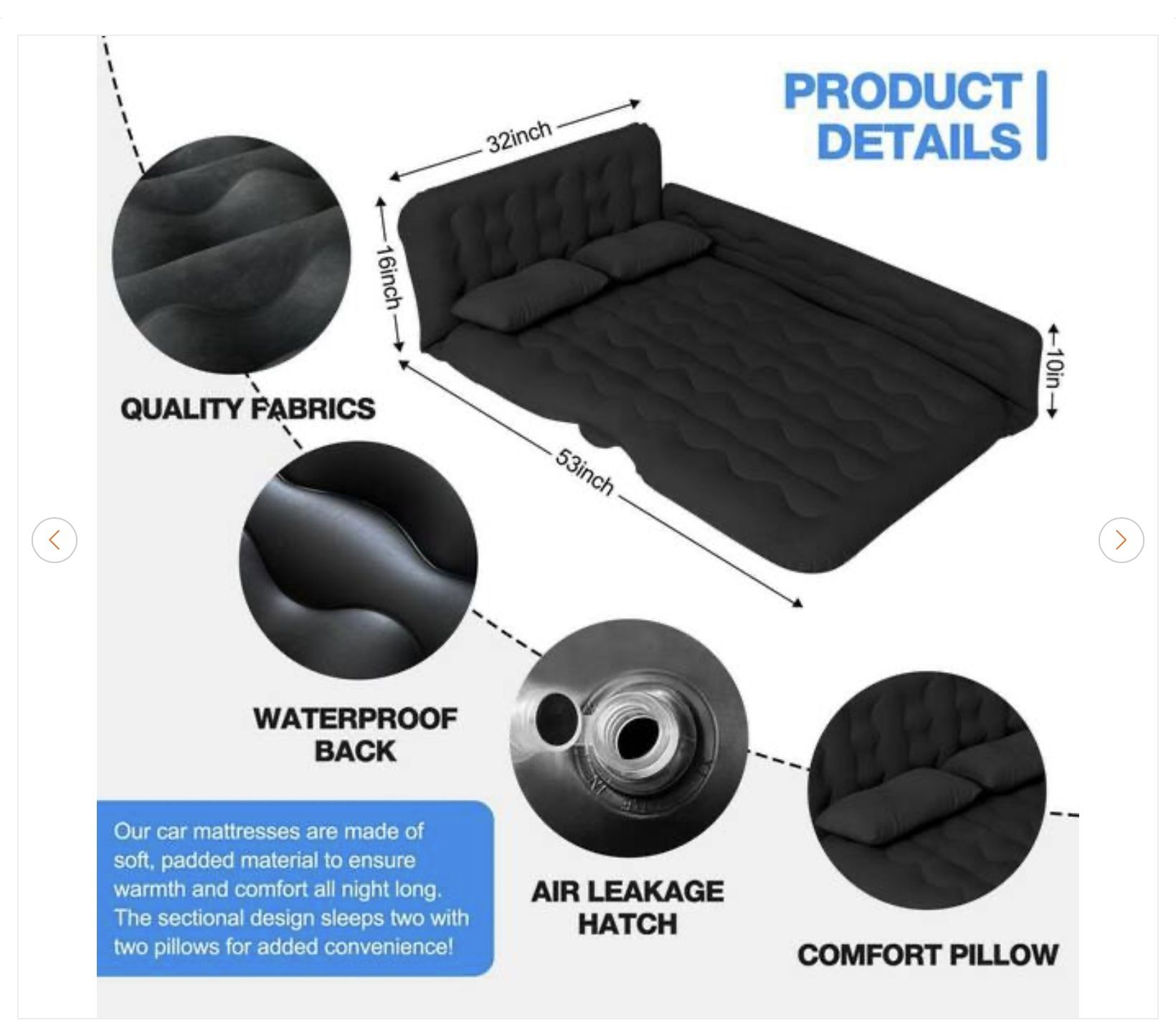 Black Inflatable Car Air Mattress - New - photo 3