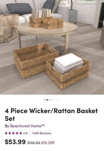 4piece Wicker/Rattan Basket Set - photo 2