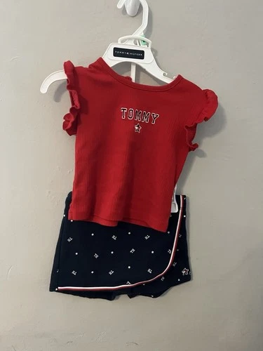 Tommy Hilfiger Red Top and Navy Blue Shorts Set