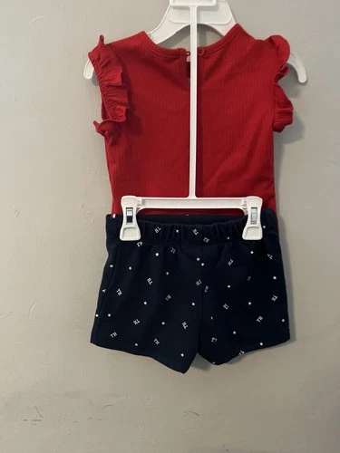 Tommy Hilfiger Red Top and Navy Blue Shorts Set - photo 3