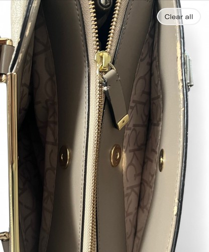 Calvin Klein Tan Satchel with Monogram Design - photo 5
