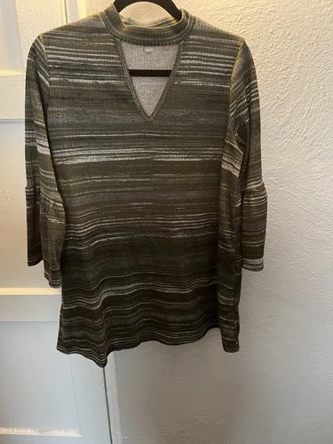 Falls Creek Olive Striped Tunic XL