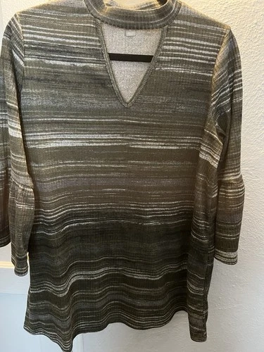 Falls Creek Olive Striped Tunic XL - photo 2
