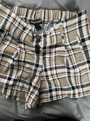 Plaid Tan Women's Shorts by Like An Angel Size 1X - photo 2