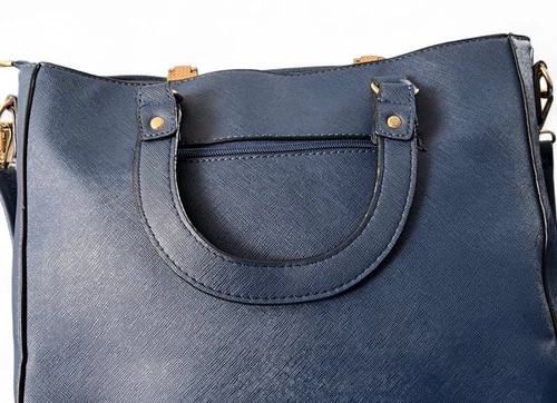 Large Blue Faux Leather Shoulder Bag - photo 2