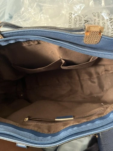 Large Blue Faux Leather Shoulder Bag - photo 4
