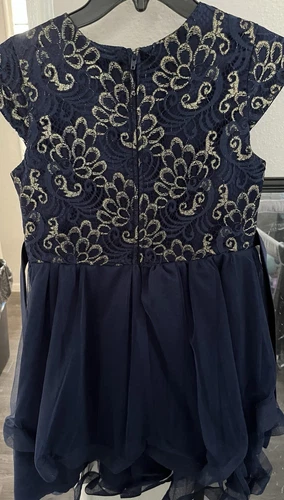 Girls Navy & Gold Party Dress – Size 14 - photo 2