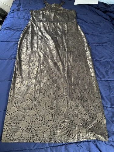 Fashion Nova Metallic Gold Maxi Dress