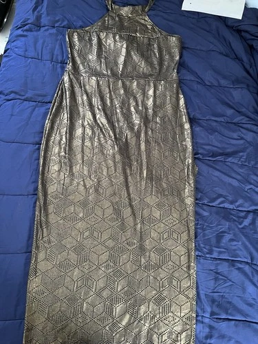 Fashion Nova Metallic Gold Maxi Dress - photo 2