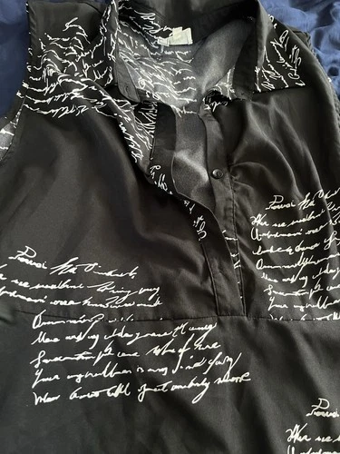 Black Sleeveless Dress with White Script Print - photo 3