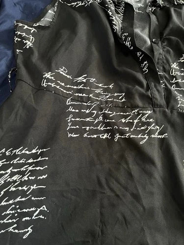 Black Sleeveless Dress with White Script Print - photo 4