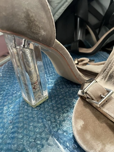 Cape Robbin Velvet Heels w/ Clear Money Block Heel – Size 7.5 - photo 4