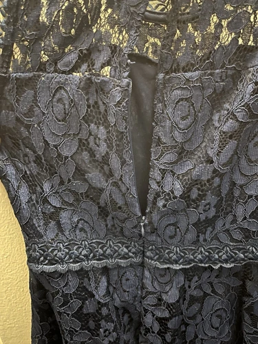 Girls Navy Blue Satin & Lace Midi Dress – Elegant & Comfy - photo 3