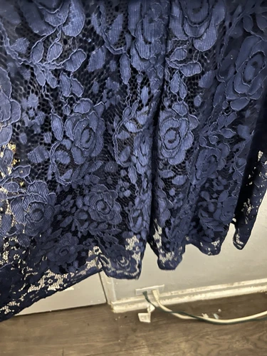 Girls Navy Blue Satin & Lace Midi Dress – Elegant & Comfy - photo 4