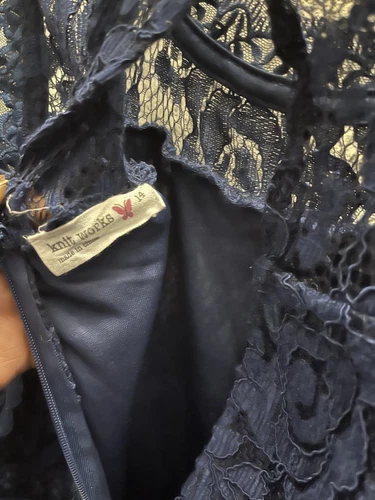 Girls Navy Blue Satin & Lace Midi Dress – Elegant & Comfy - photo 5