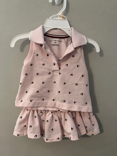 Tommy Hilfiger Pink Sleeveless Polo and Tennis Skirt with Hearts