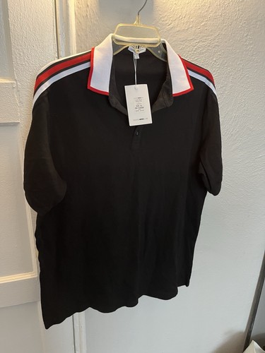 Men's Fashionova Polo Shirt - Black/Red/White - XL
