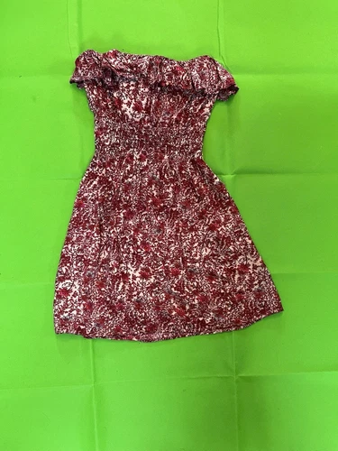 Off-Shoulder Smocked Floral Dress – Burgundy & Cream