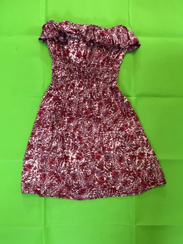 Off-Shoulder Smocked Floral Dress – Burgundy & Cream - photo 2
