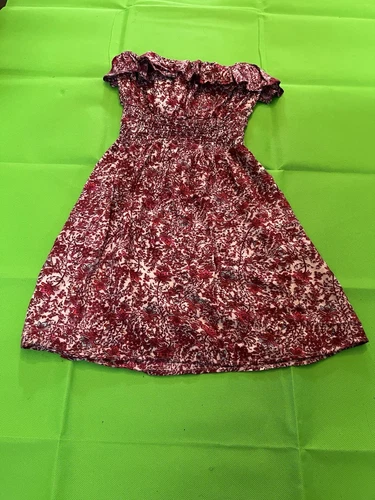 Off-Shoulder Smocked Floral Dress – Burgundy & Cream - photo 3