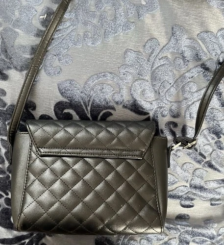 Quilted Black Clutch with Silver Mouse Head Accent - photo 4