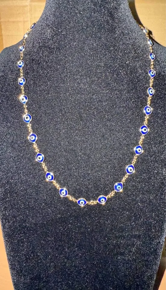 18” 18K Gold Fill Blue evil eye necklace thumbnail
